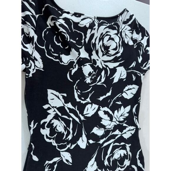"LAUREN RALPH LAUREN" Black Roses, Peplum Dress, Size XS, SEE PICSMISSING BELT - Picture 11 of 11